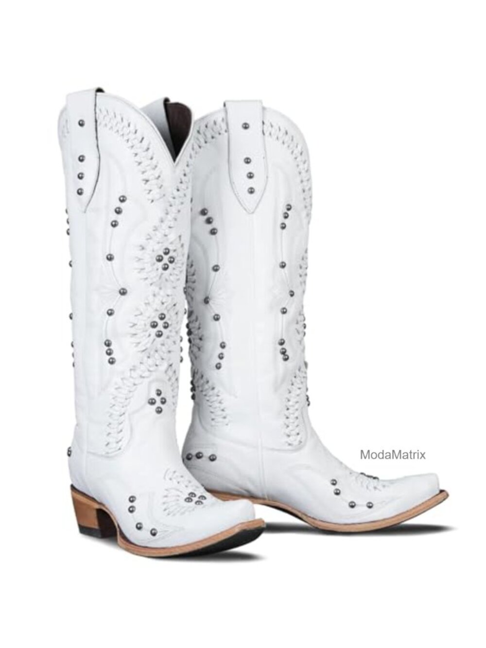 Yolkomo Knee High Western Cowboy Boots Faux Leather Block Heel